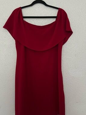 Charles Henry Red Off-Shoulder Dress